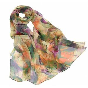Women floral scarf lightweight shawl wrap sheer head wrap spring summer fall win